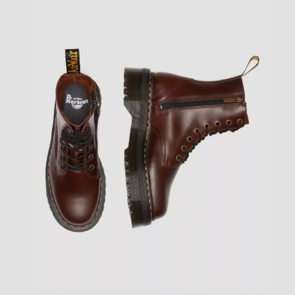 Dr. Martens Brown Ankle Boots Chunky Sole Lace-Up - Picture 12 of 12